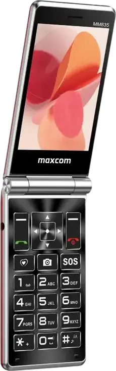 MaxCom MM835 Flip 4G DS Clamshell Phone, 3.5" IPS Display, Dual nano-SIM, 4G LTE, IP54 Waterproof, SOS Button, Red