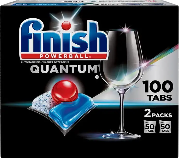 Капсулы для автоматических посудомоечных машин Finish Quantum Powerball, глубокое очищение и блеск без разводов, набор из 100 шт (2 упаковки по 50)