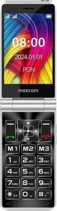 Telefon MaxCom MM835 Flip 4G DS Clamshell, Dual nano-SIM, Ecran IPS 3.5", Procesor Octa-core MT6765, Protectie IP54, Buton SOS, Negru