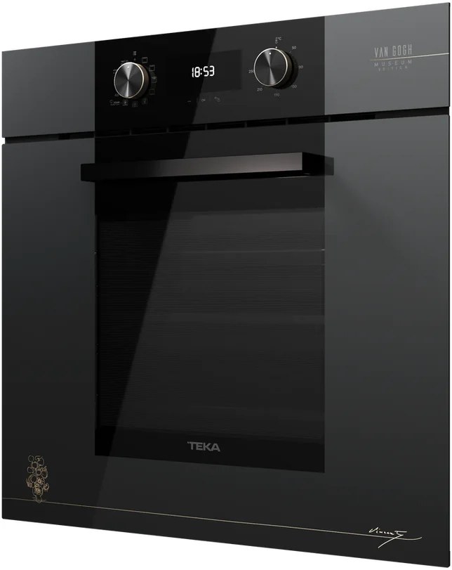 Cuptor Incorporabil Multifunctional Teka HLB 84-V Gogh, Editie Van Gogh Museum, Capacitate 70L, Clasa Energetica A+, HydroClean PRO, 9 Functii, Sticla Neagra