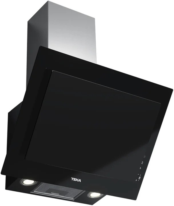 Hota decorativa verticala de camin Teka DVT 68660 TBS BK, 600mm, Sticla Neagra, Extractie Duala Perimetrala, Control Touch, 584 m3/h, Clasa Energetica A+