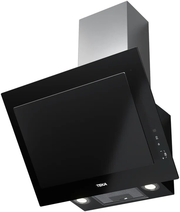 Hota decorativa verticala de camin Teka DVT 68660 TBS BK, 600mm, Sticla Neagra, Extractie Duala Perimetrala, Control Touch, 584 m3/h, Clasa Energetica A+