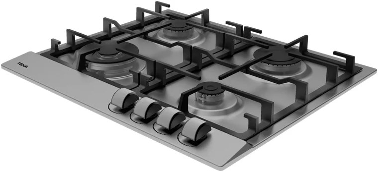 Teka GSC 64320 XBC IX Gas Hob, 4 Burners, Brushed Stainless Steel, Cast Iron Grates, Flame Supervision Safety, 580x500mm