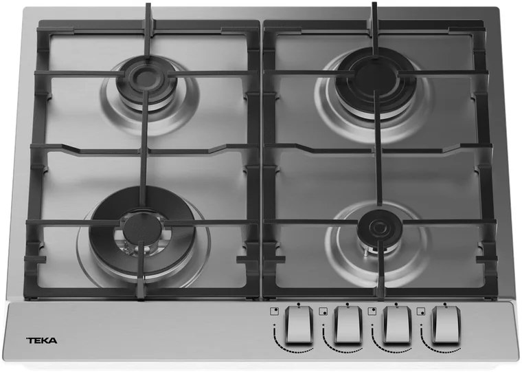 Teka GSC 64320 XBC IX Gas Hob, 4 Burners, Brushed Stainless Steel, Cast Iron Grates, Flame Supervision Safety, 580x500mm