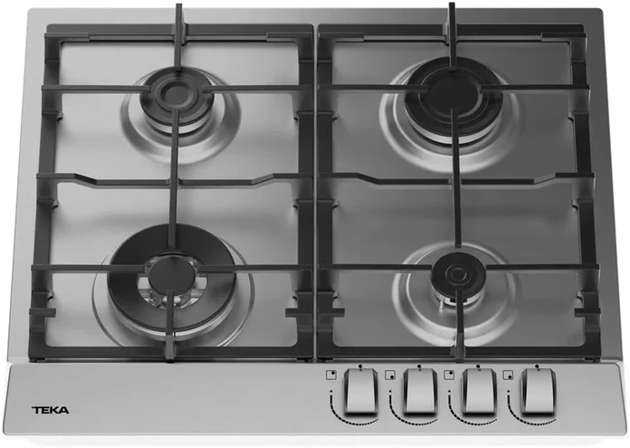 Teka GSC 64320 XBC IX Gas Hob, 4 Burners, Brushed Stainless Steel, Cast Iron Grates, Flame Supervision Safety, 580x500mm