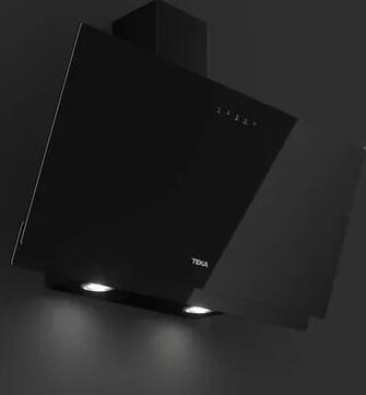 Teka DVN 94030 Urban Colors Vertical Decorative Kitchen Hood, Black Crystal Glass, Rim Extraction, 898mm Width, Touch Control, 460 m³/h Power