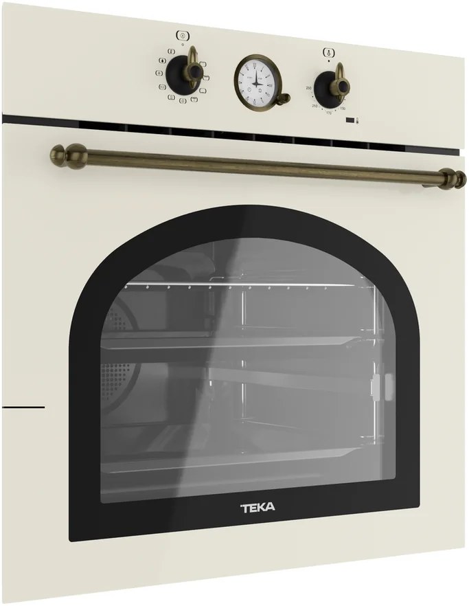 Cuptor Built-in Multifunctional Teka HRB 6300 VN Country Style, Capacitate 70L, Vanilla Rustic, 9 Functii, Hydroclean PRO, Clasa Energetica A