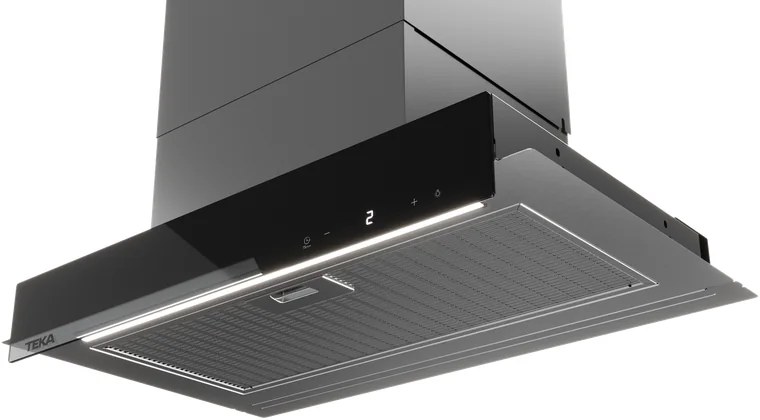Teka GFI 67350 EOS IX Fully Integrated Kitchen Hood, Stainless Steel and Black Glass, 592mm, Touch Control, ECO Power Motor, 3 Speeds + Turbo