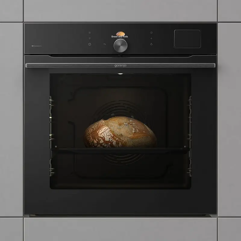 Встраиваемый электрический духовой шкаф Gorenje BSA6138B, 77 л, класс A+, пиролитическая очистка, SteamAssist Pro, ConnectLife, черный, набор из 4 предметов