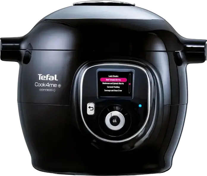 Tefal Cook4Me+ Connect CY855830 Intelligent Multicooker and Pressure Cooker, 6L Ceramic Bowl, 1600W, 50 Auto Programs, Bluetooth Smartphone Control, Black