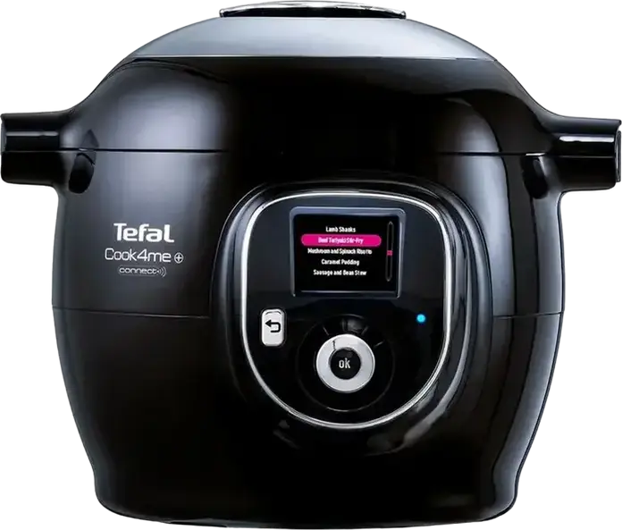 Tefal Cook4Me+ Connect CY855830 Intelligent Multicooker and Pressure Cooker, 6L Ceramic Bowl, 1600W, 50 Auto Programs, Bluetooth Smartphone Control, Black