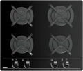 Teka GBC 64000 KBC BK Gas on Glass Hob, 4 Burners, Black Color, Black C-edged Secured Glass, Cast Iron Grids, SABAF High Efficiency, 60x51 cm