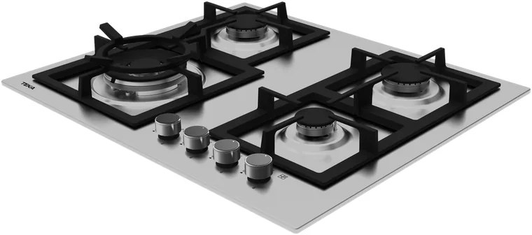 Teka EFX 60.1 AI AL DR CI Gas Hob, 60cm Brushed Stainless Steel, 4 Burners including Double Crown 4kW, Cast Iron Connected Grates, Flame Safety