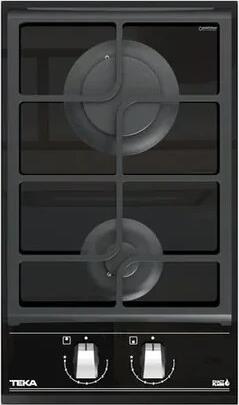 Teka GZC 32300 VarioPro Gas on Glass Hob, 300mm, 2 Cooking Zones, SABAF High Efficiency Burners, ExactFlame Control, Cast Iron Grates, Black