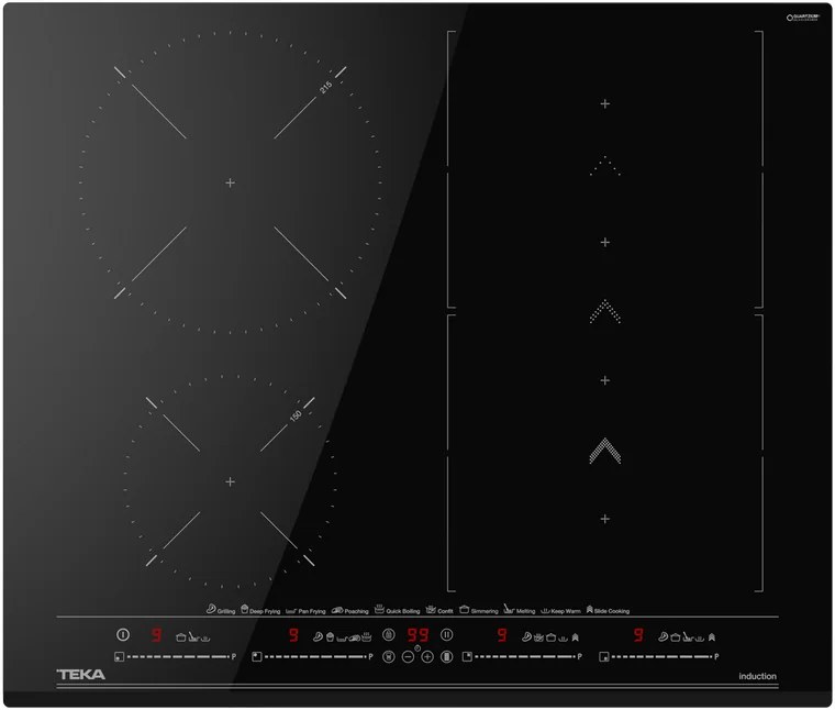 Teka IZS 66800 MST Induction Cooktop, 60cm, 4 Cooking Zones with FLEX DirectSense, Touch Control Multislider, 7200W, Bevelled Glass