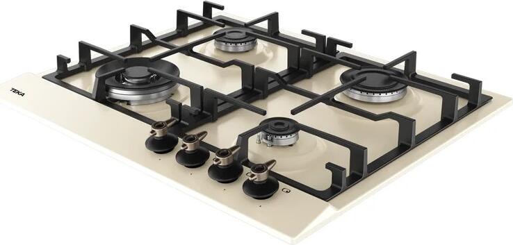 Teka GSC 64320 RBC Gas Hob, Vanilla Finish, 4 Burners, Cast Iron Grates, Integrated Electric Ignition, Gas Safety Shut-off, 580 x 500 mm