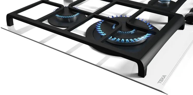 Teka GZC 64321 WH Urban Colors Gas on Glass Hob, 4 Burners, ExactFlame 9 Power Levels, Cast Iron Grates, White, 60x51 cm