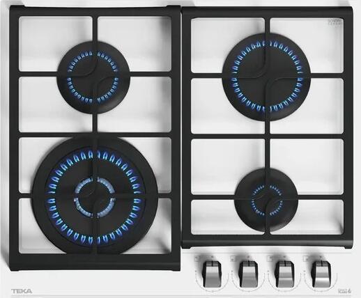 Teka GZC 64321 WH Urban Colors Gas on Glass Hob, 4 Burners, ExactFlame 9 Power Levels, Cast Iron Grates, White, 60x51 cm