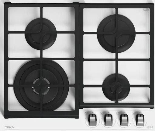 Teka GZC 64321 WH Urban Colors Gas on Glass Hob, 4 Burners, ExactFlame 9 Power Levels, Cast Iron Grates, White, 60x51 cm