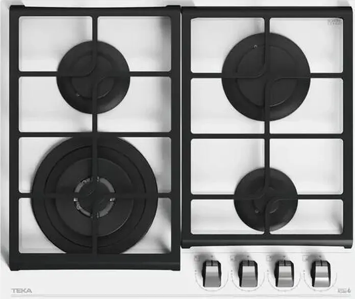 Teka GZC 64321 WH Urban Colors Gas on Glass Hob, 4 Burners, ExactFlame 9 Power Levels, Cast Iron Grates, White, 60x51 cm