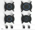 Газовая варочная панель на стекле Teka GBC 64000 KBC BK, 4 конфорки, белое закаленное стекло, чугунные решетки, горелки SABAF, 60x51 см