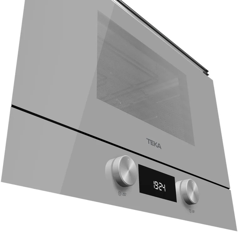 Teka ML 8220 BIS L SM Built-in Microwave Oven with Grill, 21.56L, 850W, Steam Grey Infinity Glass, Ceramic Base, Stainless Steel Interior