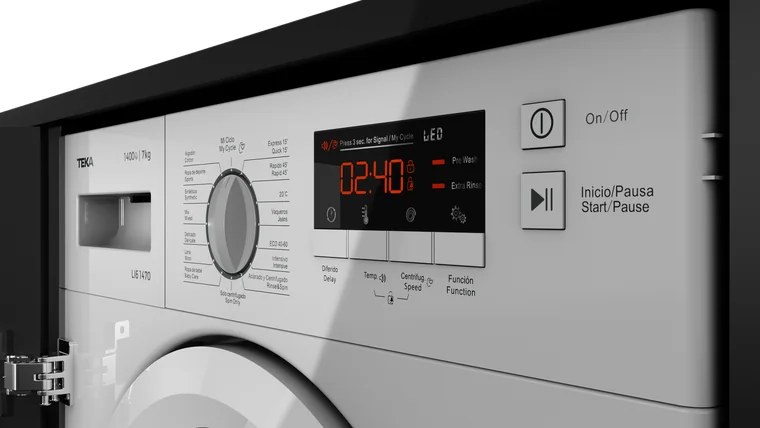 Встраиваемая стиральная машина Teka LI6 1471, загрузка спереди, 7 кг, инверторный двигатель, 1400 об/мин, 16 программ, белая, барабан из нержавеющей стали
