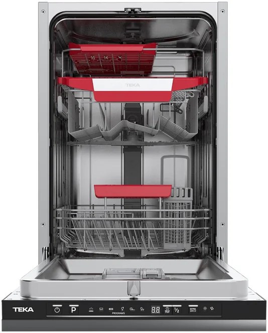 Teka DFI 44800 Fully Integrated Dishwasher, 45 cm Width, 10 Place Settings, 6 Programs, AquaStop, Electronic LED Display, Energy Class E