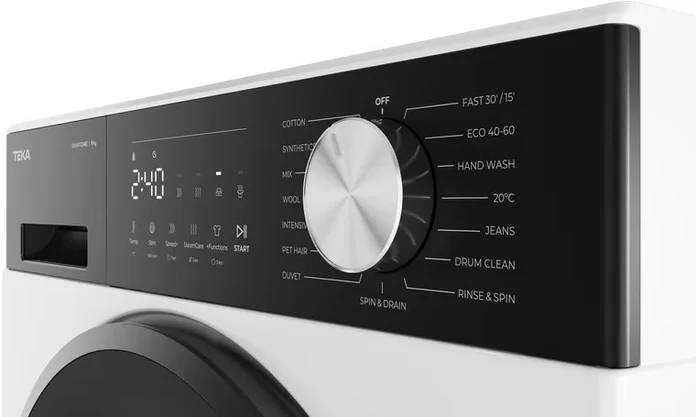Masina de spalat rufe cu incarcare frontala Teka WM 20941 W EU, Capacitate 9 kg, 1400 rpm, Motor BLDC Inverter, 15 Programe, SteamCare, SmartWash, Alb
