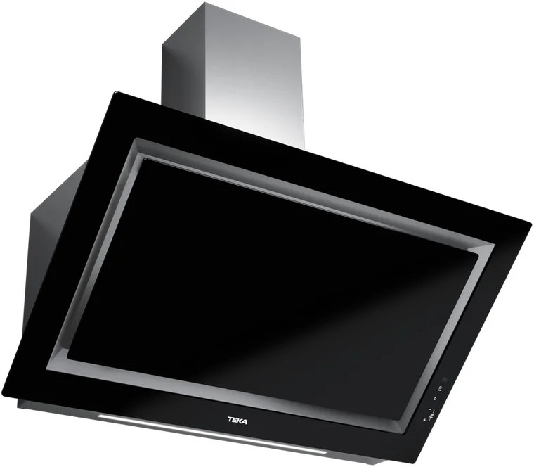 Teka DLV 99670 BK TOS Vertical Decorative Kitchen Hood, 900mm, Black Glass, Touch Control, LED Lighting, 590 m3/h Extraction, Timer, Perimetral System