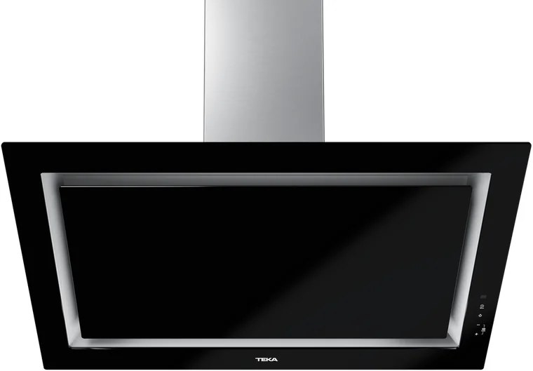 Teka DLV 99670 BK TOS Vertical Decorative Kitchen Hood, 900mm, Black Glass, Touch Control, LED Lighting, 590 m3/h Extraction, Timer, Perimetral System