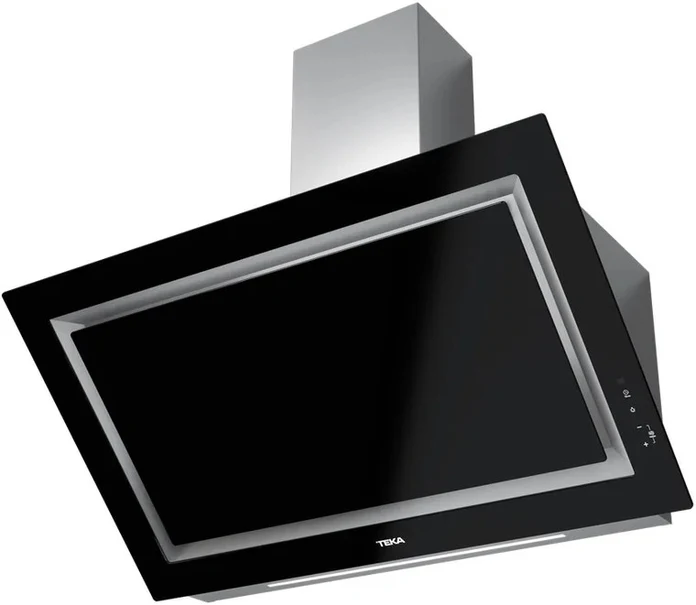 Teka DLV 99670 BK TOS Vertical Decorative Kitchen Hood, 900mm, Black Glass, Touch Control, LED Lighting, 590 m3/h Extraction, Timer, Perimetral System