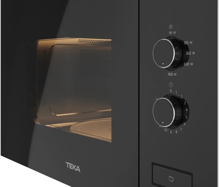 Встраиваемый микроволновый печь Teka ML 820 FI BK с кварцевым грилем, объем 20 л, мощность 1250 Вт, камера из нержавеющей стали, черный