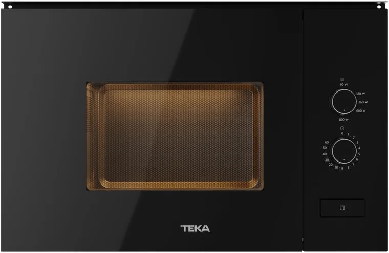 Встраиваемый микроволновый печь Teka ML 820 FI BK с кварцевым грилем, объем 20 л, мощность 1250 Вт, камера из нержавеющей стали, черный
