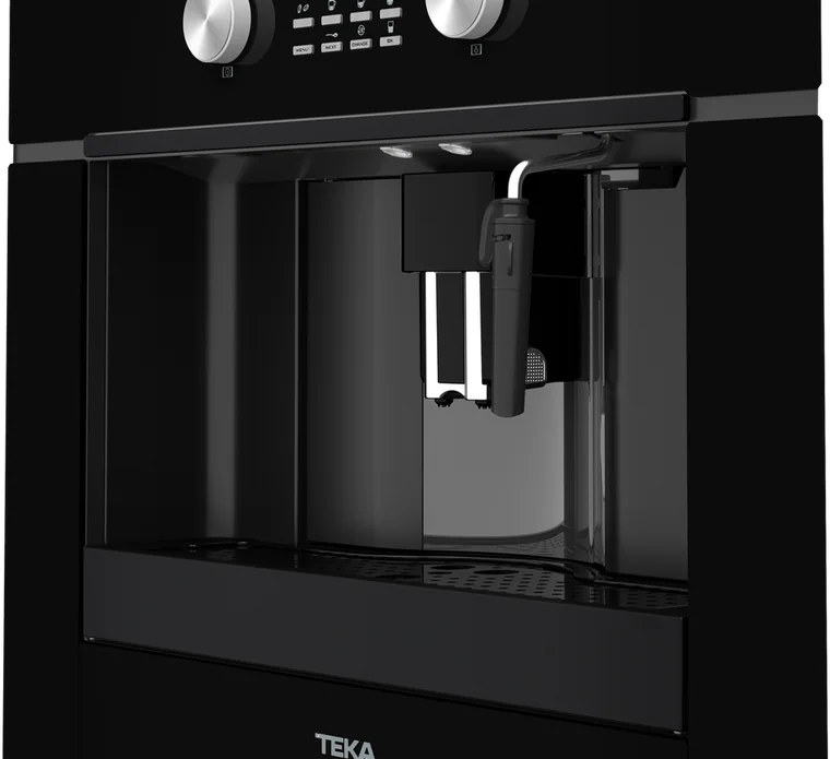 Teka CLC 855 GM Built-in Coffee Maker, Black, with Automatic Programs for Coffee, Tea, and Steam, Dual Spout for Two Cups Simultaneous Brewing