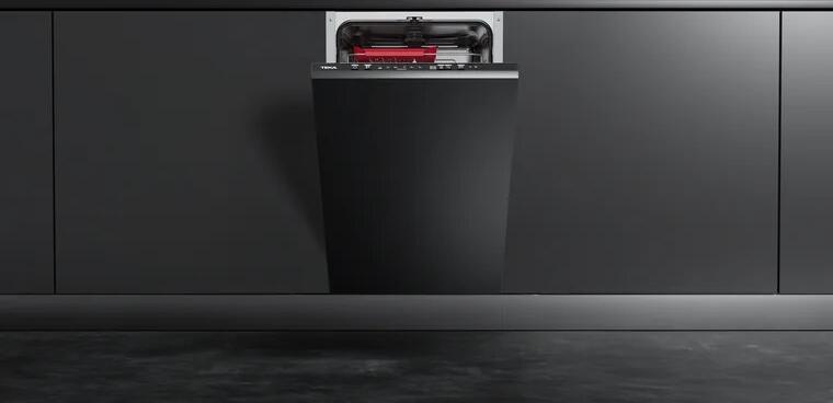 Teka DFI 44850 Fully Integrated Built-in Dishwasher, 10 Place Settings, 6 Programs, Sliding Door, AquaStop, 448mm Width, White LED Display