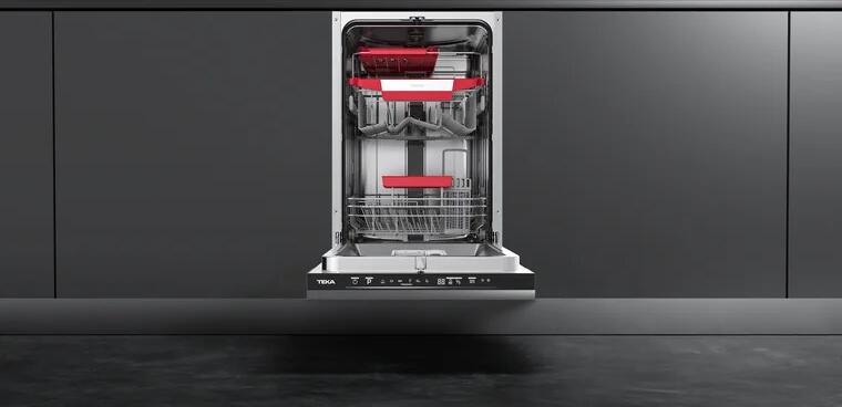 Teka DFI 44850 Fully Integrated Built-in Dishwasher, 10 Place Settings, 6 Programs, Sliding Door, AquaStop, 448mm Width, White LED Display