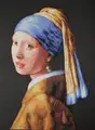 Luca-S G467 Girl with a Pearl Earring Cross Stitch Kit, Johannes Vermeer, 25x32 cm, 42 Colors, Zweigart Pointstitch Black Canvas 18 count, Anchor Threads