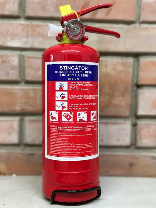 AbiGrup ABC Powder Fire Extinguisher, 1 kg, Nitrogen Propellant, 28 bar Pressure, Operating Temp -30°C to +60°C
