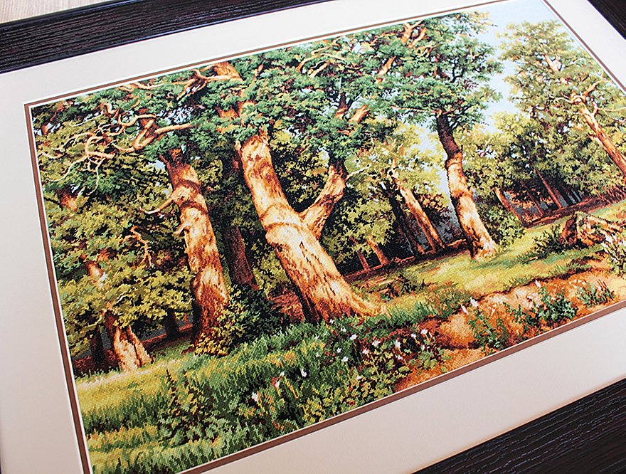Kit Gobelin Luca-S G476 Dumbrava stejarilor, Broderie Petit Point, Pânză Zweigart, Ață Anchor, 50,5x32 cm, 34 Culori, Peisaj Pădure