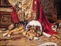 Luca-S A Reluctant Companion Embroidery Kit B585 G585 Dog and Kittens, 42 Colors, Cotton Mouline Thread, Zweigart Canvas, 32x24 cm, 25 ct, Pointstitch, Gobelin embroidery