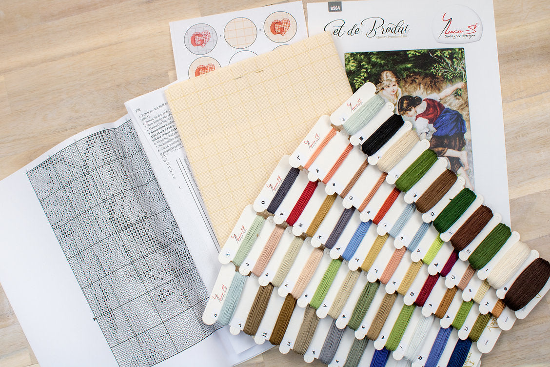 Luca-S G564 La izvor Petit Point Embroidery Kit, 24x31 cm, 56 Colors, Anchor Cotton Threads, Zweigart 25 ct Canvas