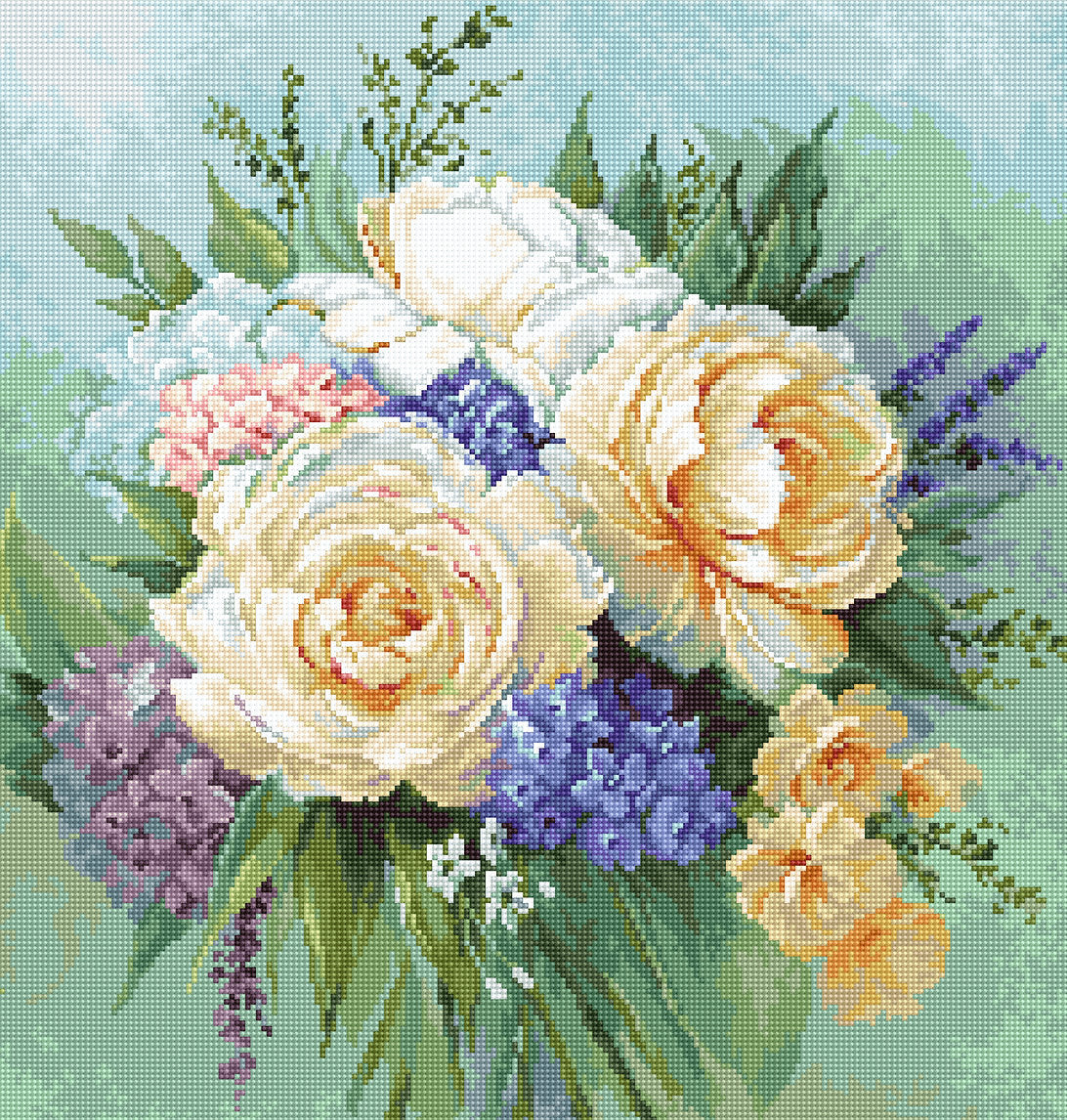 Dimensiune: 8x8.4 inches or 20x21 cm Culori: 48 Pânză: Pointstitch canvas 25 ct. "Zweigart" Ață: muline "Anchor" Seturi de Brodat Goblen Luca-S Seturi de Brodat Goblen Luca-S - Buchet floral, G600