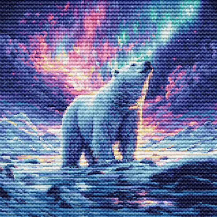 Luca-S G712 The Northern Lights Cross Stitch Kit, 16x16 cm, 54 Colors, Zweigart 25 ct Fabric, 100% Cotton Thread, Includes 2 Needles