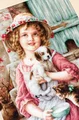 Kit Broderie în Cruce Luca-S B518 Cei mai buni prieteni, 47 Culori, 35x40 cm, Material Aida 16 Zweigart, Ață Anchor muline, Fată cu cățel și pisică