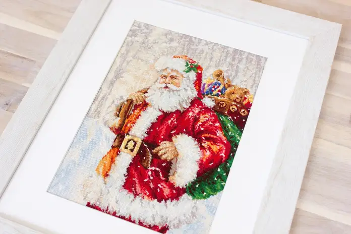 Набор для вышивания крестиком Luca-S B575 Santa Claus, канва Aida 18 ct Zweigart Ivory, нити Anchor, 21x30 см, дизайн Marcello Corti