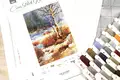 Kit Broderie Luca-S B611 Toamna, Seria Aquarelle, Material Zweigart Aida 16ct Alb, Aste Anchor, 53 Culori, 35 x 49 cm