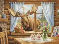Luca-S B731 Unexpected Cabin Guest Cross Stitch Kit, Gold Collection, Zweigart Aida 16ct Fabric, 43 x 32 cm, 63 Colors, 100% Cotton Thread