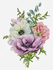 • Dimensiunea broderiei: 5.94 x 8.13 in or 15 x 21 cm • Numărul de cruciulițe: 95 x 130 • Culori: 43 • Ață: Luca-S 100% Bumbac • Pânză: Zweigart Aida 16 ct. (100/101) 29 x 35 cm • Ace de brodat №26 - 2 ace • Schema este efectuată în simboluri: alb/ negru și contur colorat - 3 coale A3 • Nivel de dificultate: 3/5 Set de brotat în cruciuliță Luca-S - Anemone, B7017
