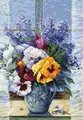 Luca-S B7030 Bouquet with Pansies Cross Stitch Kit, Peter McGowan, 25x36 cm, Zweigart Aida 16ct Fabric, 58 Colors, 100% Cotton Thread